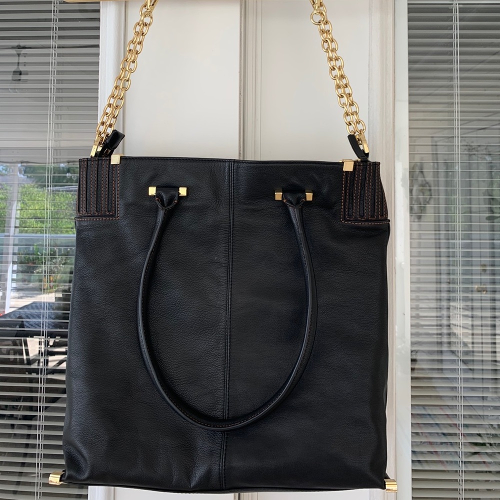 Black Via Spiga convertible leather tote bag